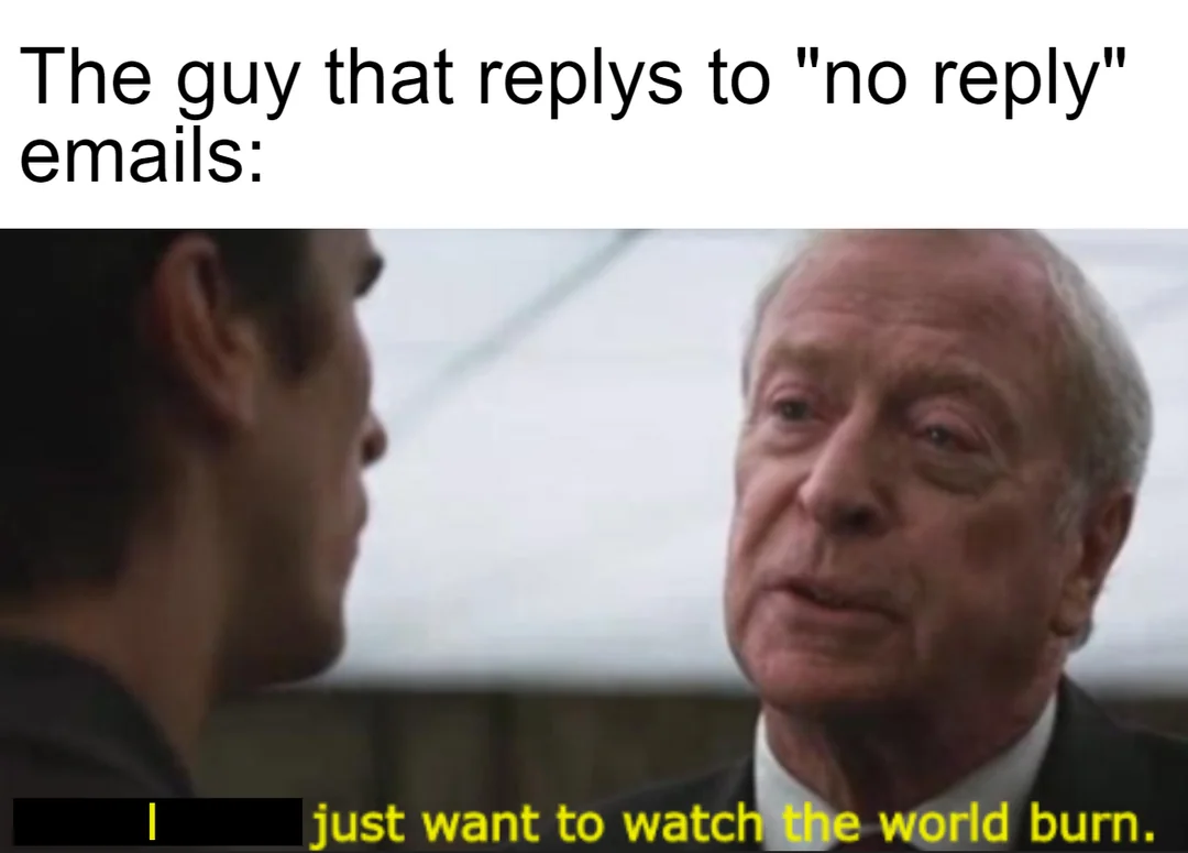 Communication meme The guy that replays to ''no replay'' emails, I just want to watch the world burn.