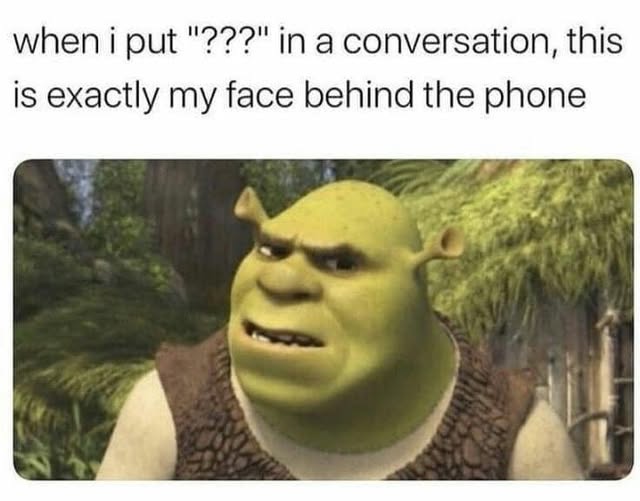 Communication meme When I put ''???'' in a conversation, this is exactly my face behind the phone