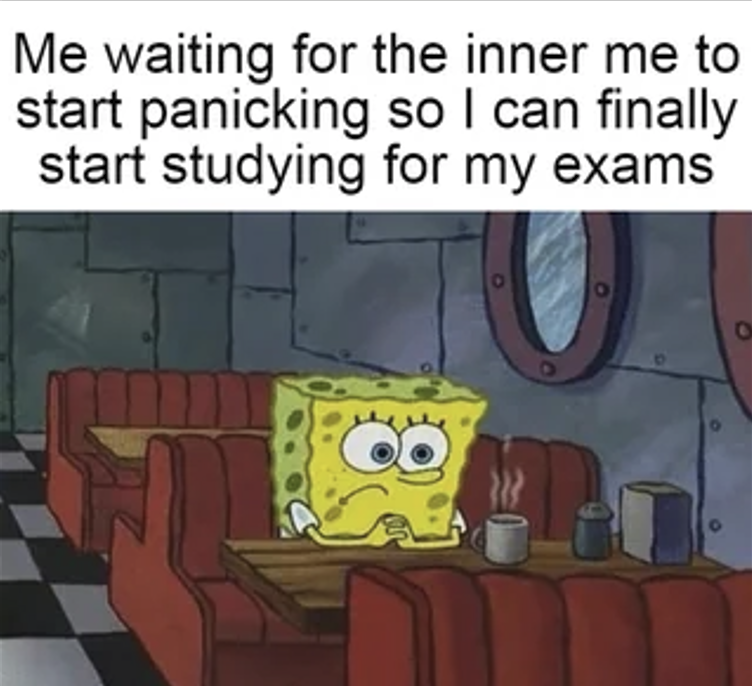 Procrastination meme Me waiting for the inner me to start panicking so I can finally start studying for my exams