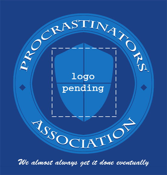 Procrastination meme Procrastinators association logo (logo pending)
